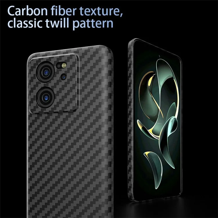 For Xiaomi 13T / 13T Pro Case Splicing Color Carbon Fiber Texture PC Cell Phone Cover - Black+Green