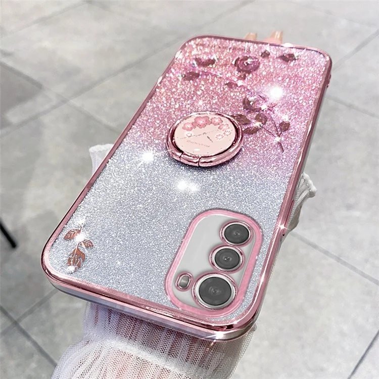 KADEM For Motorola Moto E32 4G / E32s 4G Case Ring Kickstand TPU Smartphone Cover - Rose Gold