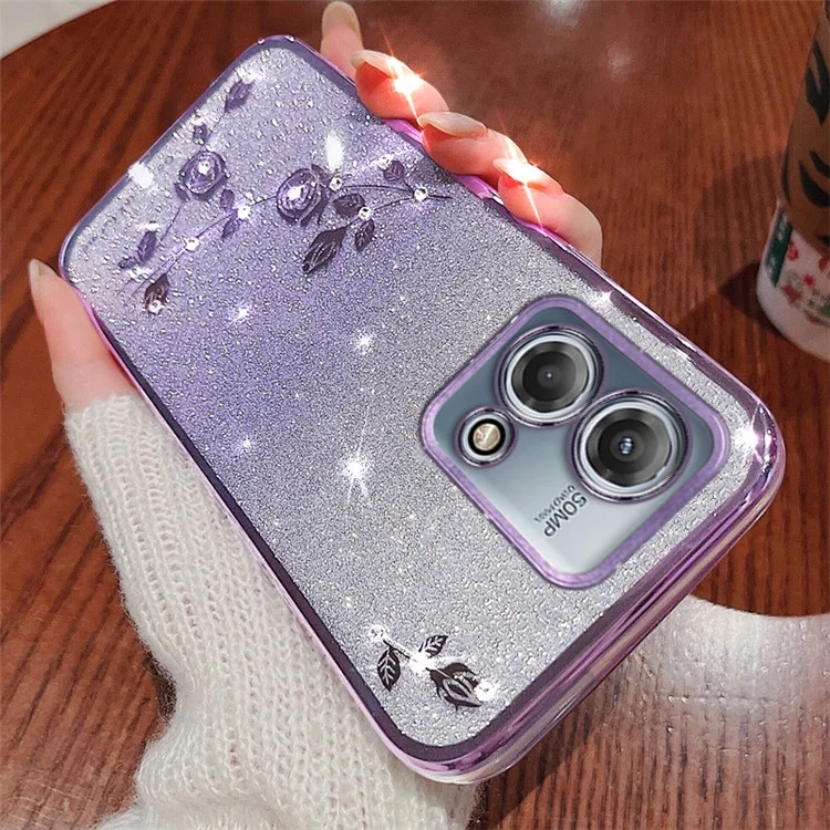 KADEM For Motorola Moto G Stylus 5G (2023) Case Gradient Glitter TPU Phone Cover with Strap - Purple