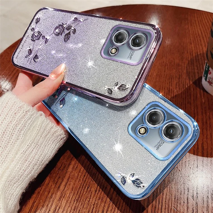 KADEM For Motorola Moto G Stylus 5G (2023) Case Gradient Glitter TPU Phone Cover with Strap - Purple
