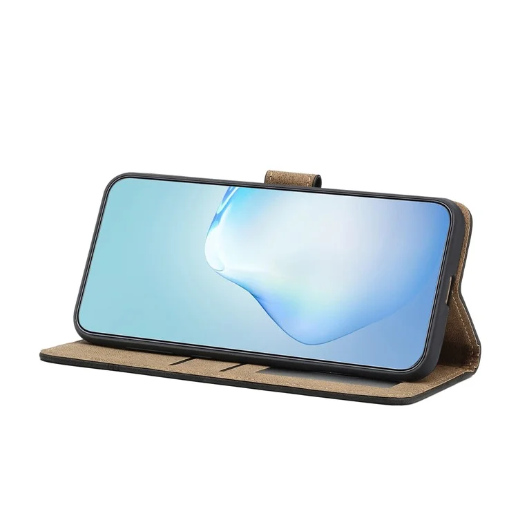 Para Samsung Galaxy S24 Ultra Capa de Couro Linhas Impressas Carteira Stand Cover - Preto