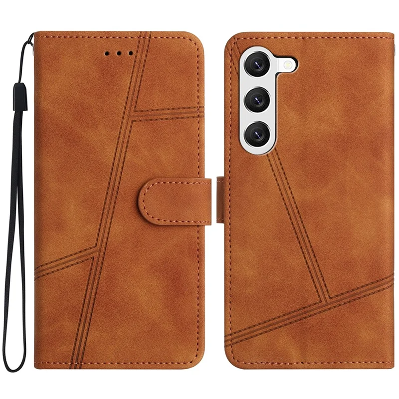 For Samsung Galaxy S24 Case Skin-Touch Stand Wallet Leather Cover - Brown