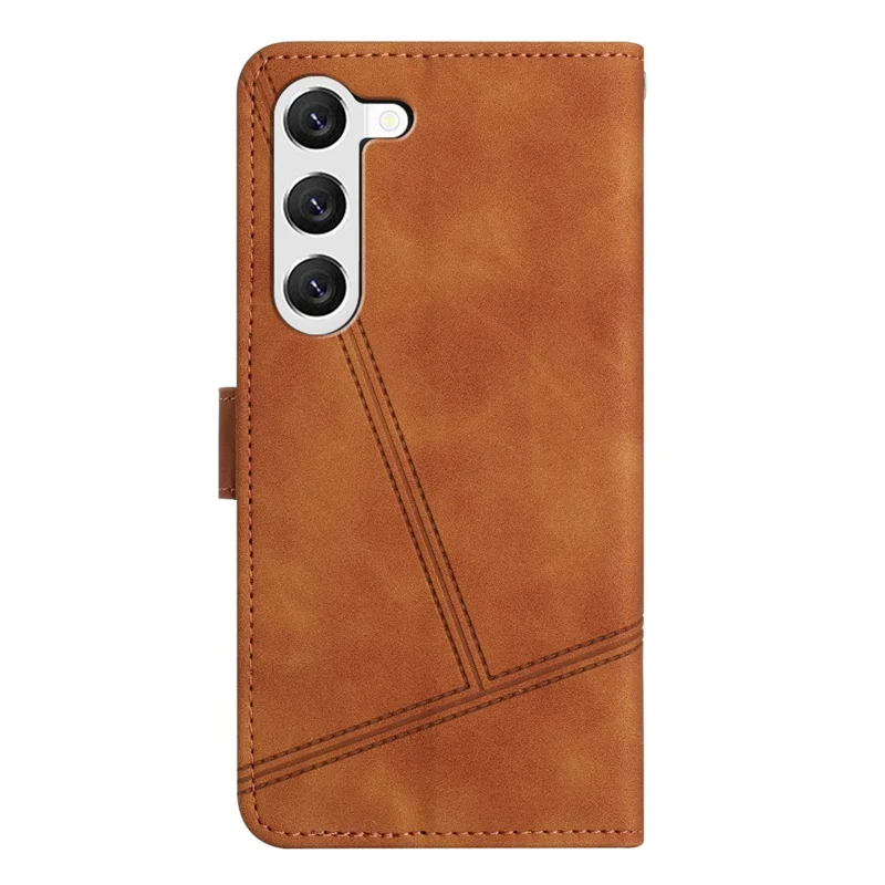 For Samsung Galaxy S24 Case Skin-Touch Stand Wallet Leather Cover - Brown