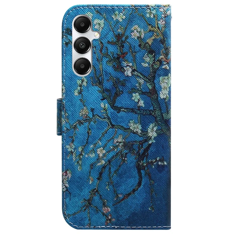 Para Samsung Galaxy A05s 4G Capa Impressão de Padrão de Couro PU Capa de Telefone Stand - Flores de Damasco