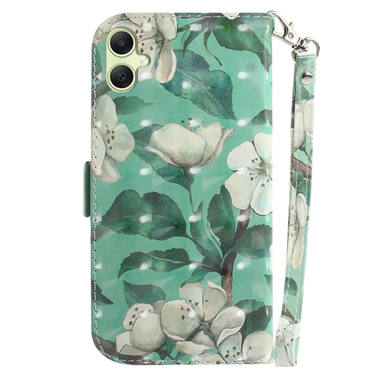 For Samsung Galaxy A05 4G Case Mobile Phone 3D Pattern Printed PU Leather Cover - Watercolor Flowers