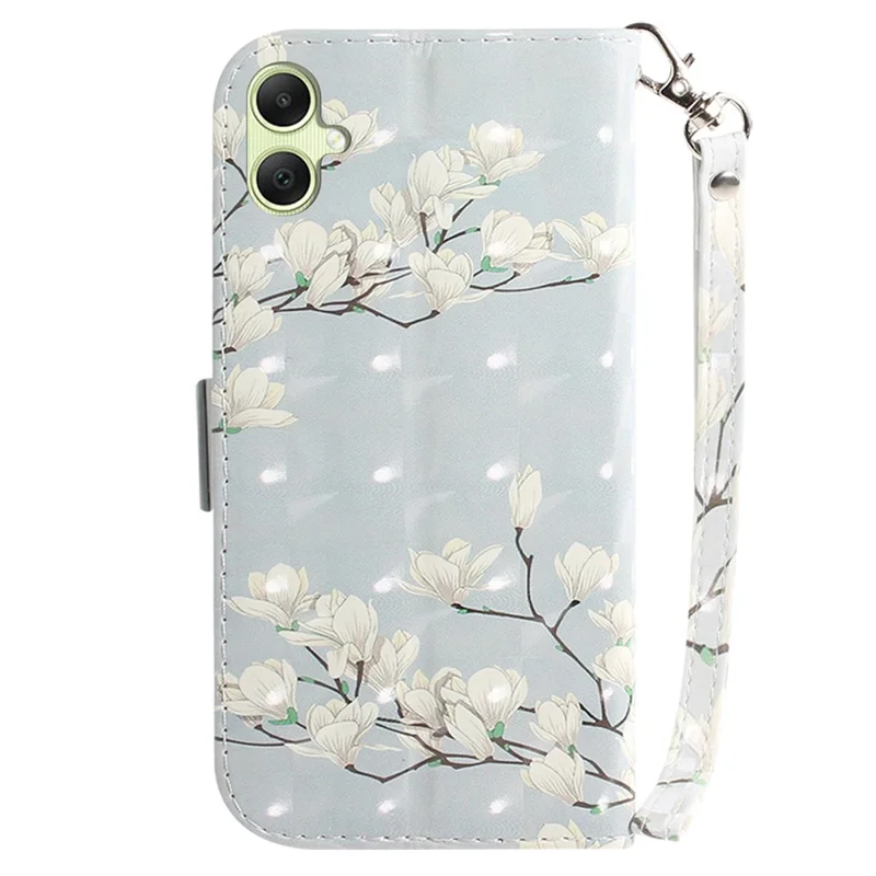 For Samsung Galaxy A05 4G Case Mobile Phone 3D Pattern Printed PU Leather Cover - Magnolia
