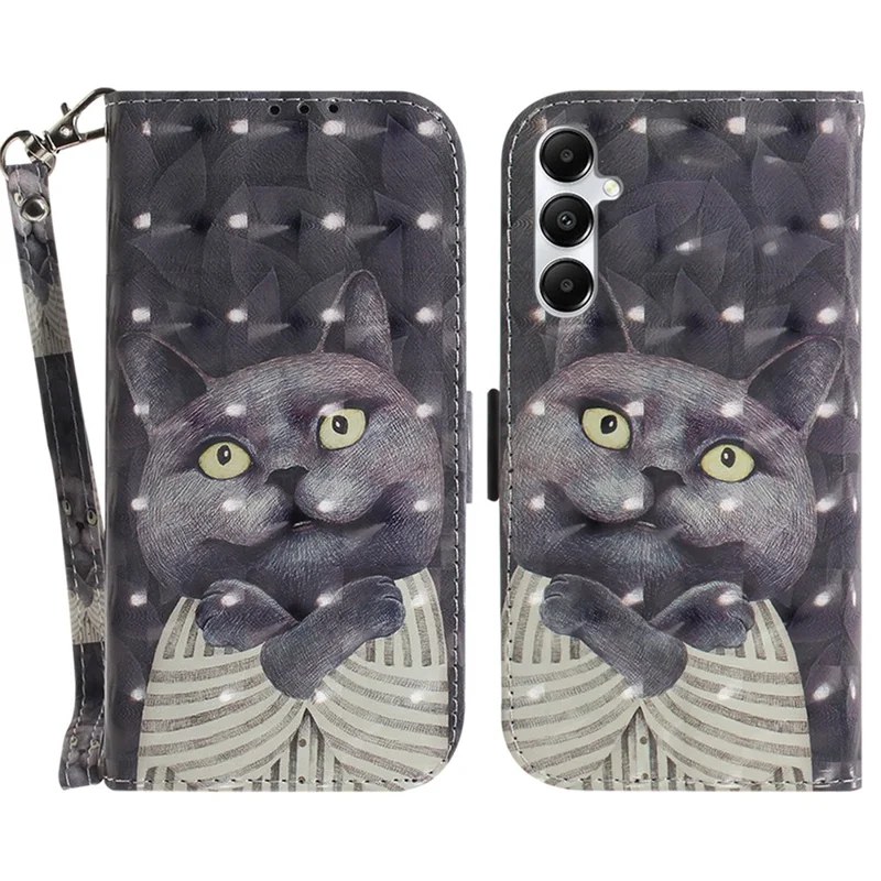 Para Samsung Galaxy A05s 4G Capa 3D Pattern Leather Cover com Carteira - Abraçando Gato