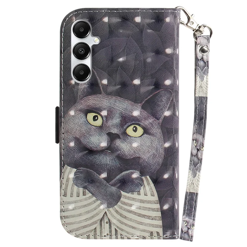 Para Samsung Galaxy A05s 4G Capa 3D Pattern Leather Cover com Carteira - Abraçando Gato