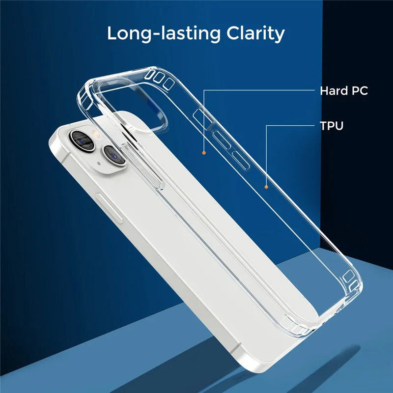 AHASTYLE PC06-N For iPhone 15 Protective Cover Clear PC+TPU Phone Case - Transparent