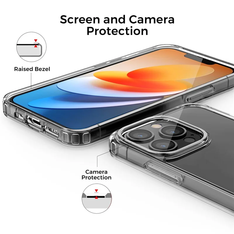 AHASTYLE PC06-N Чехол для iPhone 15 Pro, РС+ТПУ, ударопрочный, прозрачный - прозрачный