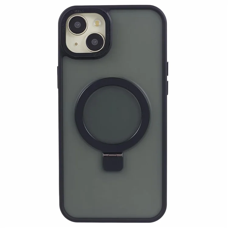 Per iPhone 14 TPU+PC Case Compatibile con MagSafe Skin-Touch Kickstand Phone Cover - Nero