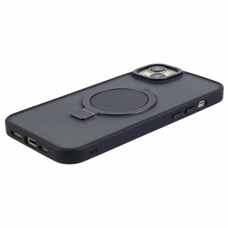 Per iPhone 14 TPU+PC Case Compatibile con MagSafe Skin-Touch Kickstand Phone Cover - Nero