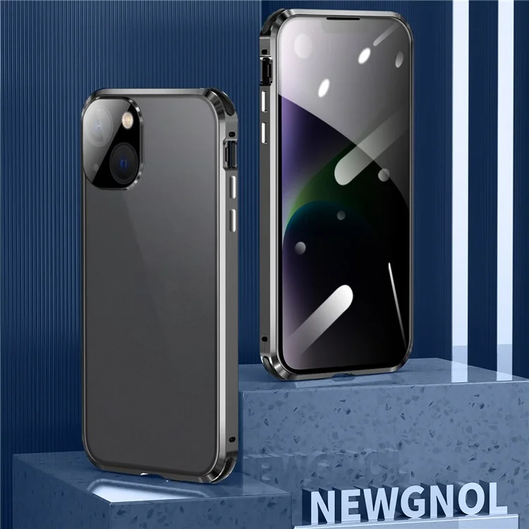 Für das iPhone 15 Privacy Magnetic Case Double-Sided Tempered Glass Phone Cover mit Sicherheitsschloss - Blau
