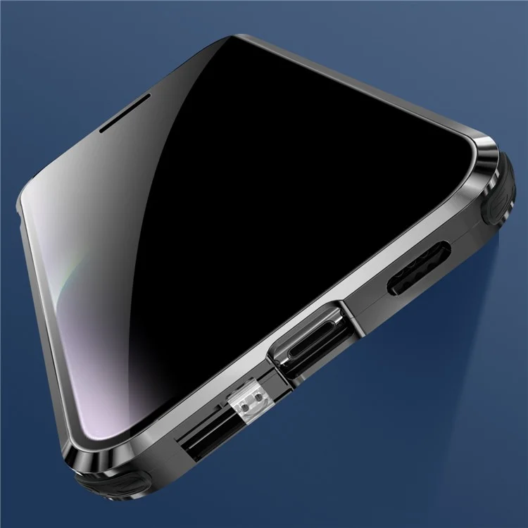 Für das iPhone 15 Privacy Magnetic Case Double-Sided Tempered Glass Phone Cover mit Sicherheitsschloss - Blau