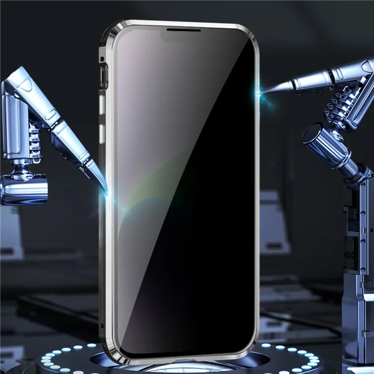 Für das iPhone 15 Privacy Magnetic Case Double-Sided Tempered Glass Phone Cover mit Sicherheitsschloss - Blau