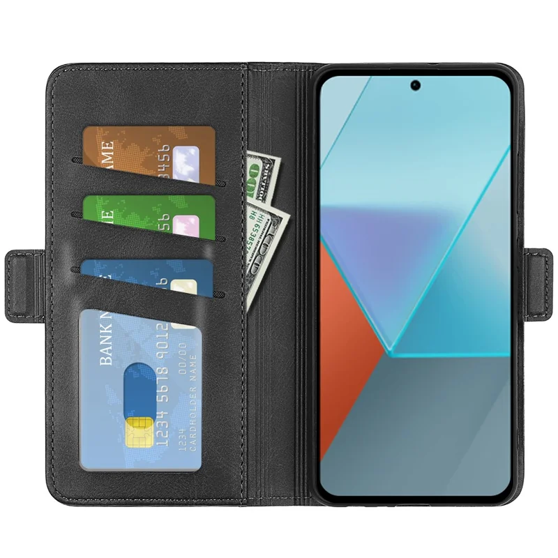Étui portefeuille en cuir avec support anti-chute pour Xiaomi Redmi Note 13 Pro 5G / Poco X6 5G, housse pour téléphone portable - Noir