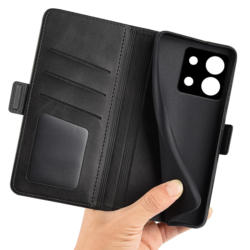 Étui portefeuille en cuir avec support anti-chute pour Xiaomi Redmi Note 13 Pro 5G / Poco X6 5G, housse pour téléphone portable - Noir