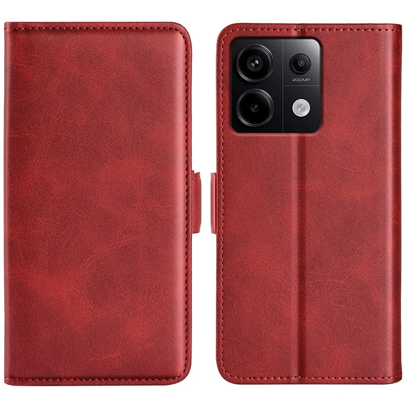 غطاء جراب جلد مقاوم للسقوط مع محفظة وحامل لهاتف شاومي ريدمي نوت 13 برو 5G / بوكو إكس 6 5G - أحمر