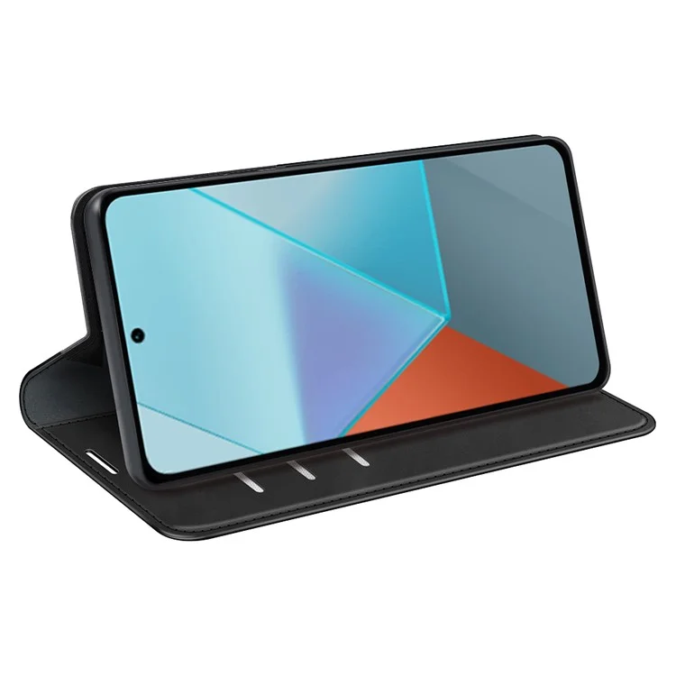 Para Xiaomi Redmi Note 13 Pro 5G / Poco X6 5G Caso Flip Shell Pele de Couro PU Toque de Pele Telefone Capa - Preto