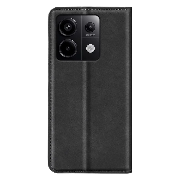 Para Xiaomi Redmi Note 13 Pro 5G / Poco X6 5G Caso Flip Shell Pele de Couro PU Toque de Pele Telefone Capa - Preto