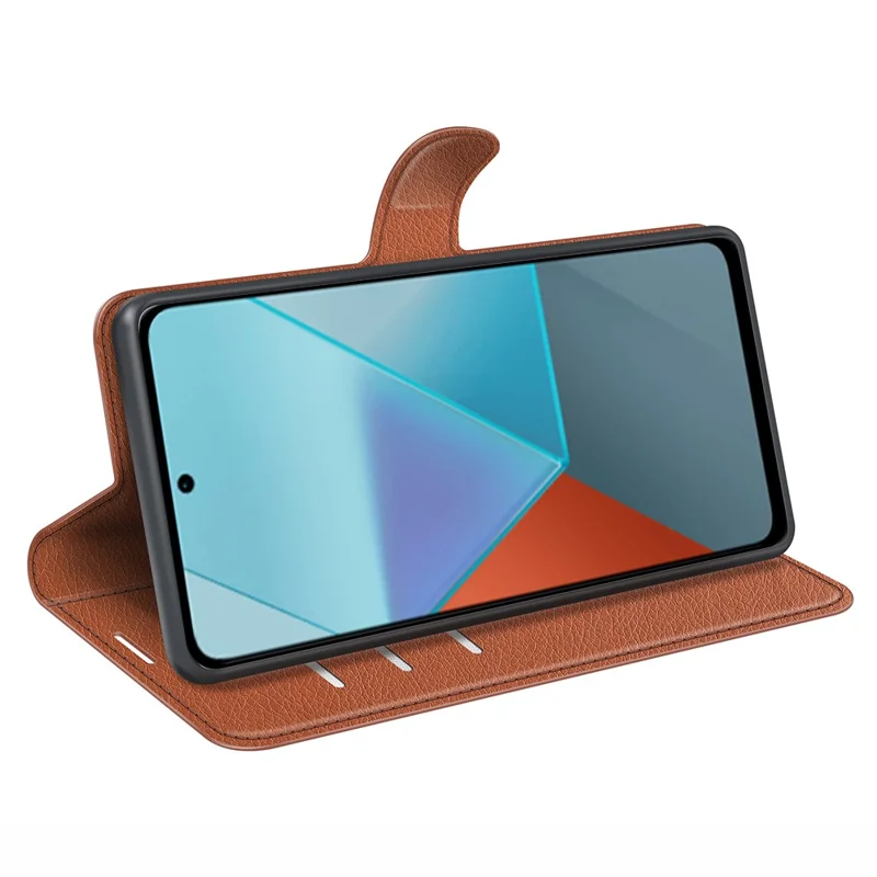 For Xiaomi Redmi Note 13 Pro 5G / Poco X6 5G Case Litchi Texture Leather Phone Shell with Stand - Brown