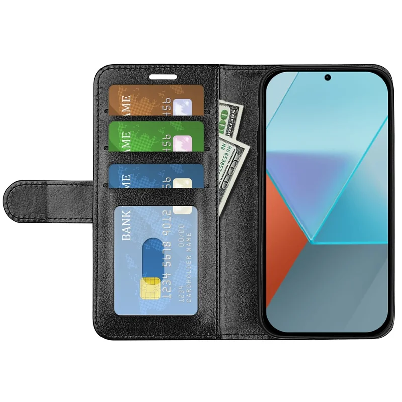 Til Xiaomi Redmi Note 13 Pro 5G / Poco X6 5G hylse med stødfast PU-læder - Sort