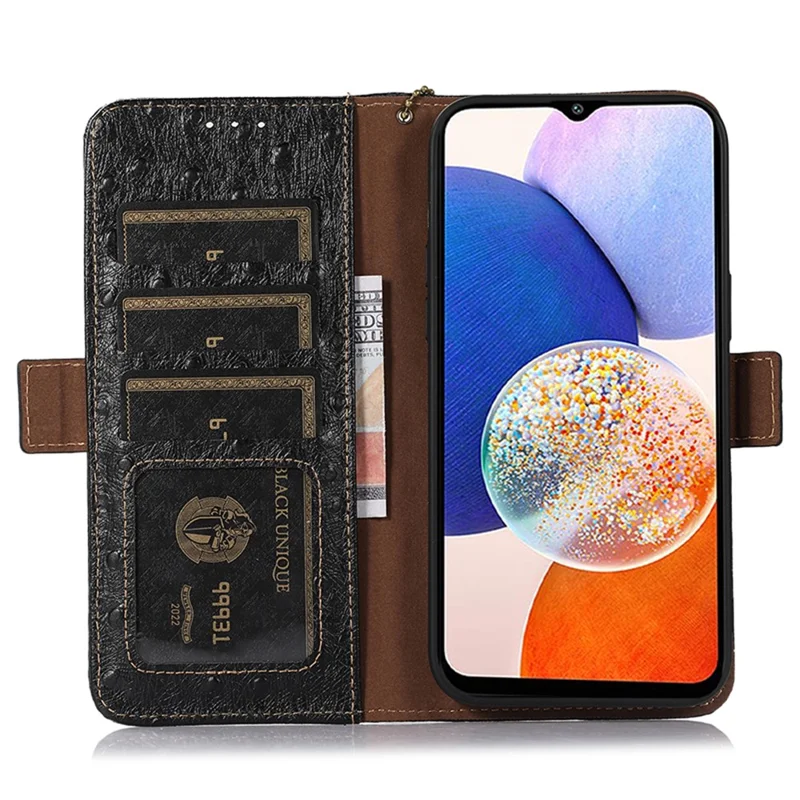 Чехол для Samsung Galaxy S25 / S24 из натуральной коровьей кожи с RFID-защитой, подставка для телефона - Черный