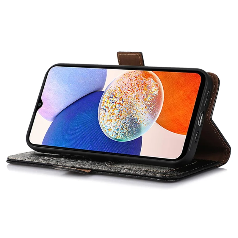 Чехол для Samsung Galaxy S25 / S24 из натуральной коровьей кожи с RFID-защитой, подставка для телефона - Черный