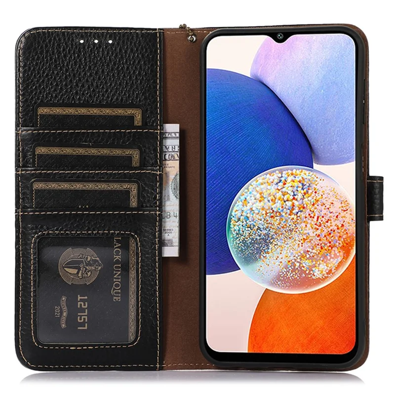 Für Samsung Galaxy S25 / S24 Hülle Leder-Optik RFID-Schutz Brieftasche Handyhülle - Schwarz