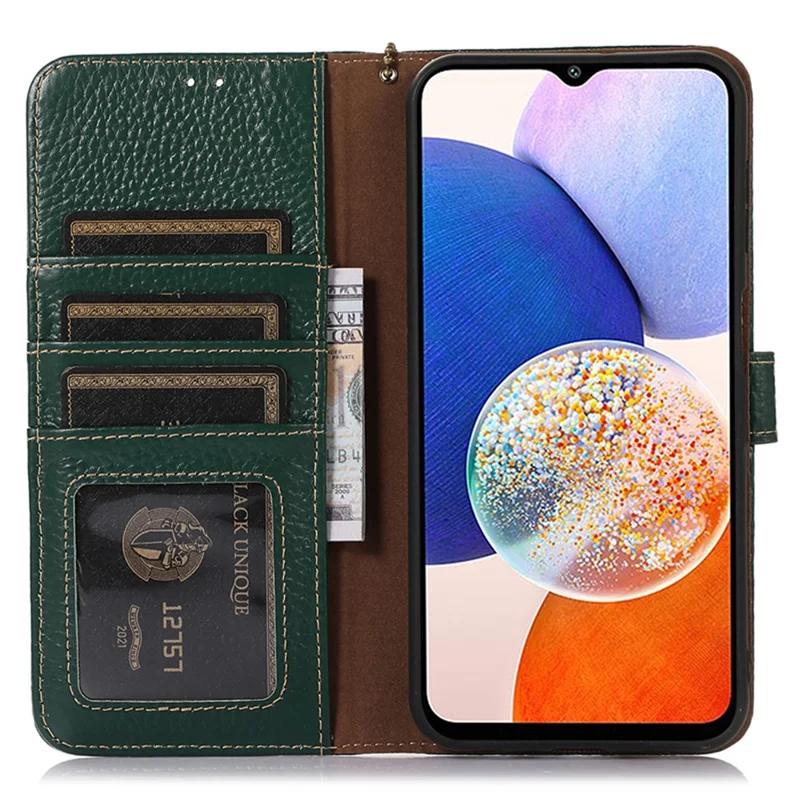 For Samsung Galaxy S25 / S24 Case Litchi Texture RFID Blocking Wallet Phone Cover - Green