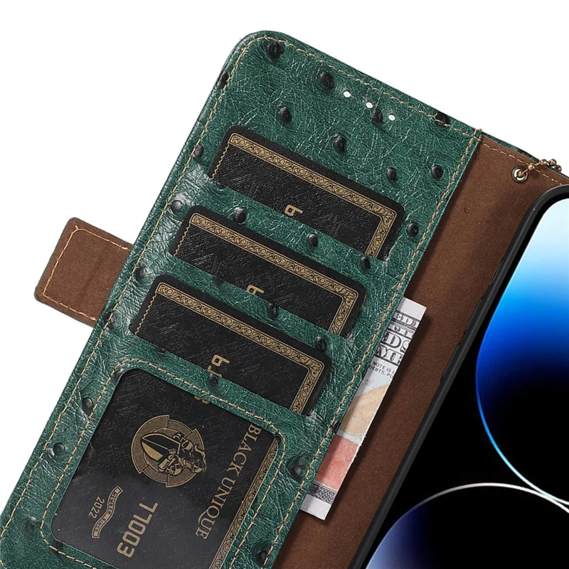 For Samsung Galaxy S25+ / S24+ Case Genuine Cow Leather Wallet Phone Cover - Green
