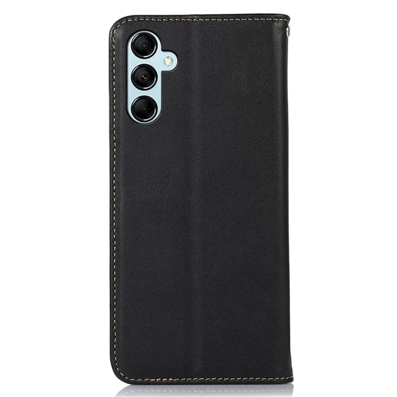 KHAZNEH For Samsung Galaxy S25 / S24 Case Genuine Cow Leather RFID Blocking Phone Cover - Black