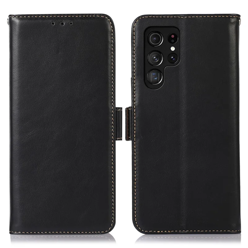 Для Samsung Galaxy S24 Ultra Case RFID Блокировка Бумажник Стенд Телефон Чехол - Черный