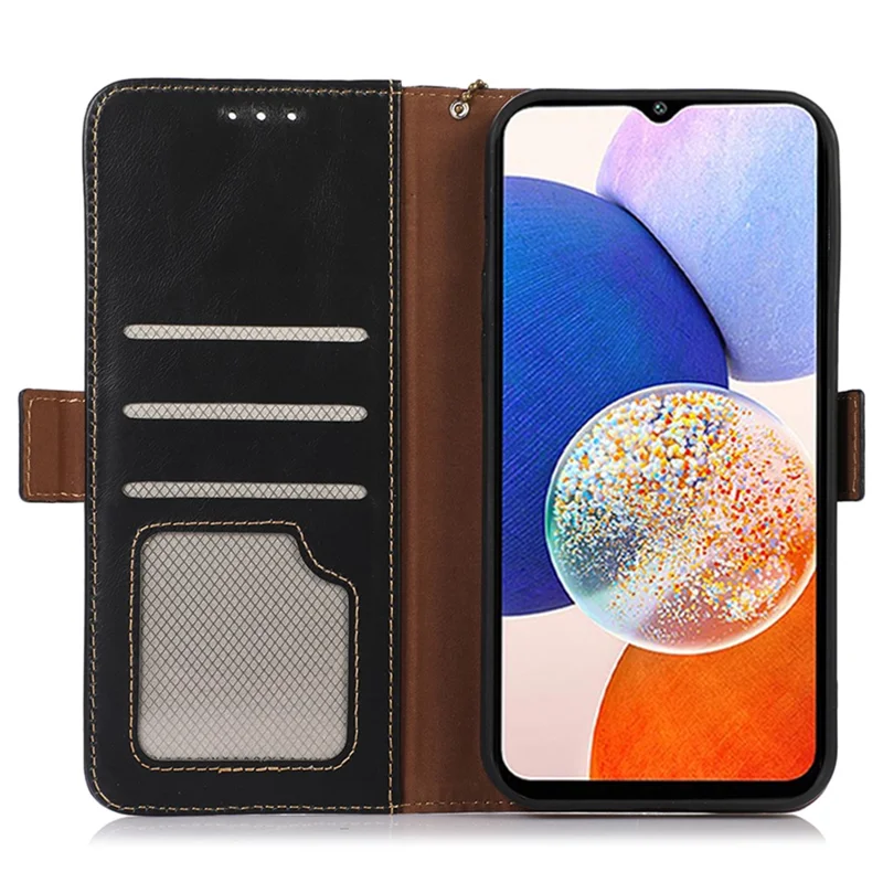 Для Samsung Galaxy S24 Ultra Case RFID Блокировка Бумажник Стенд Телефон Чехол - Черный