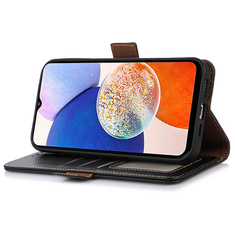 Для Samsung Galaxy S24 Ultra Case RFID Блокировка Бумажник Стенд Телефон Чехол - Черный