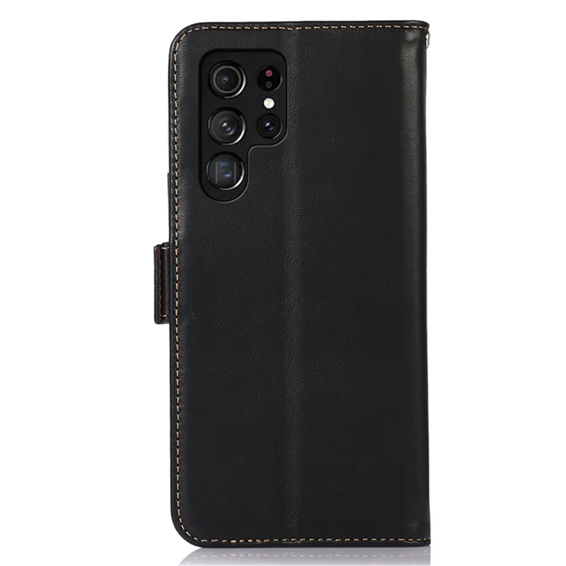 Для Samsung Galaxy S24 Ultra Case RFID Блокировка Бумажник Стенд Телефон Чехол - Черный