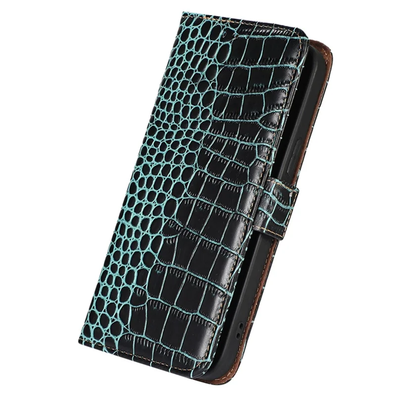 For Samsung Galaxy S24 Ultra Case RFID Blocking Genuine Cow Leather Wallet Phone Cover - Green