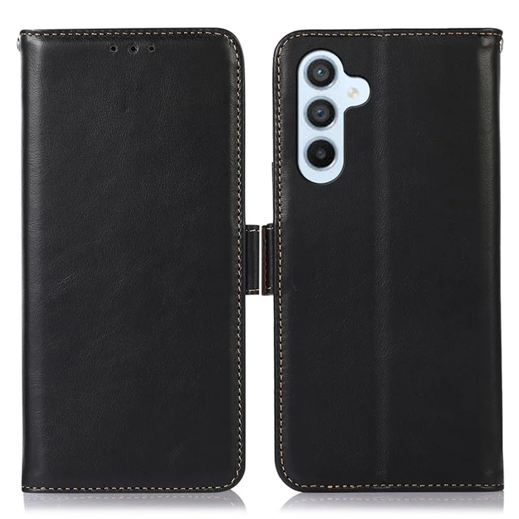 Für Samsung Galaxy S25+ / S24+ Case Genuine Cow Leather RFID Blocking Wallet Cover - Schwarz