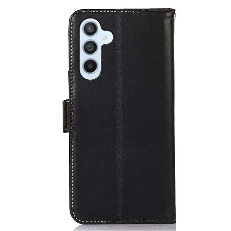 Für Samsung Galaxy S25+ / S24+ Case Genuine Cow Leather RFID Blocking Wallet Cover - Schwarz
