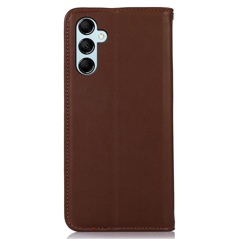 KHAZNEH For Samsung Galaxy S25+ / S24+ Phone Case Genuine Cow Leather RFID Blocking Cover - Brown