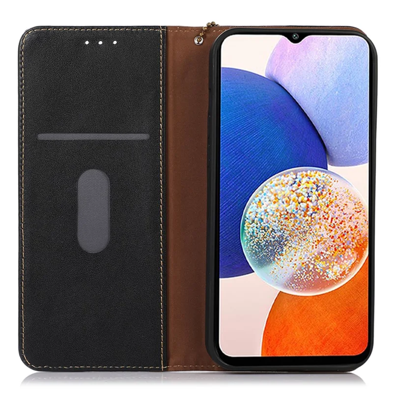 KHAZNEH For Samsung Galaxy S24 Ultra Case Nappa Texture RFID Blocking Phone Wallet Cover - Black