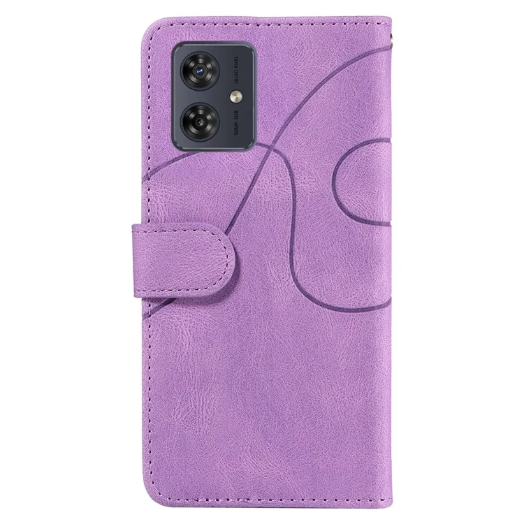 KT Leather Series-1 Custodia in Pelle per Motorola Moto G54 5G Caso Color Fascia Doppia Portafoglio Stand Shell del Telefono - Viola Chiaro