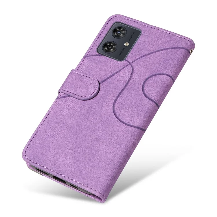 KT Leather Series-1 Custodia in Pelle per Motorola Moto G54 5G Caso Color Fascia Doppia Portafoglio Stand Shell del Telefono - Viola Chiaro