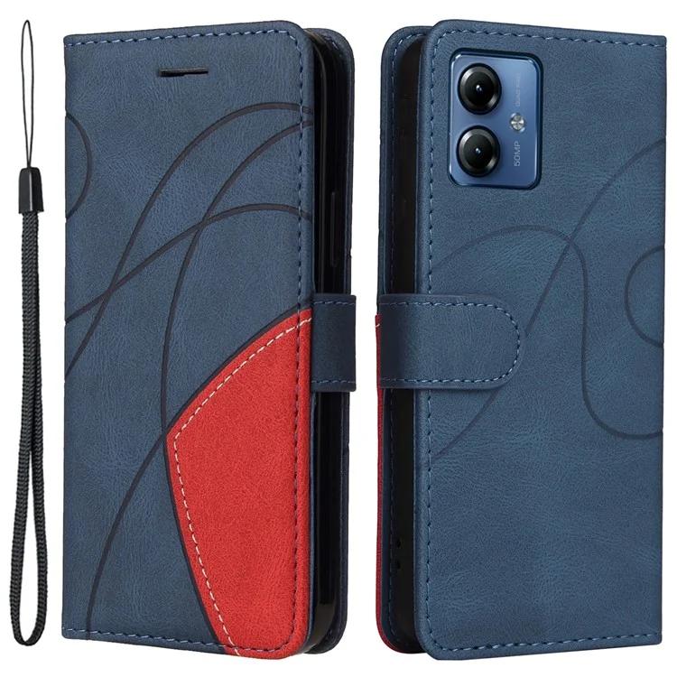 KT Lederreihe-1 für Motorola Moto G14 4G-Hülle, schlanke Passform, PU-Leder-Cover, Ständer, Telefon-Schale, Geldbörse - Blau