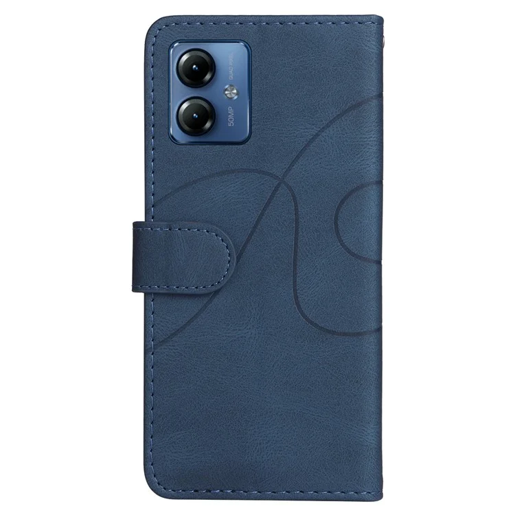 KT Lederreihe-1 für Motorola Moto G14 4G-Hülle, schlanke Passform, PU-Leder-Cover, Ständer, Telefon-Schale, Geldbörse - Blau