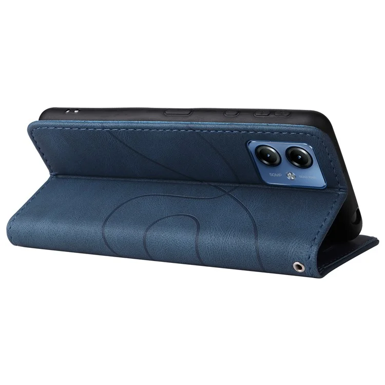 KT Lederreihe-1 für Motorola Moto G14 4G-Hülle, schlanke Passform, PU-Leder-Cover, Ständer, Telefon-Schale, Geldbörse - Blau