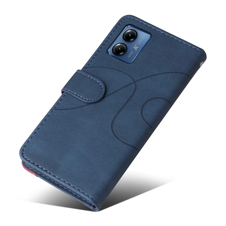 KT Lederreihe-1 für Motorola Moto G14 4G-Hülle, schlanke Passform, PU-Leder-Cover, Ständer, Telefon-Schale, Geldbörse - Blau