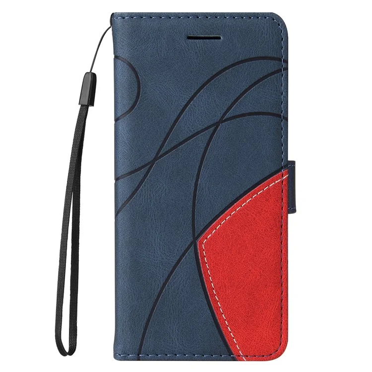 For Sony Xperia 5 V Leather Case Wallet Stand Color Splicing Phone Cover - Blue