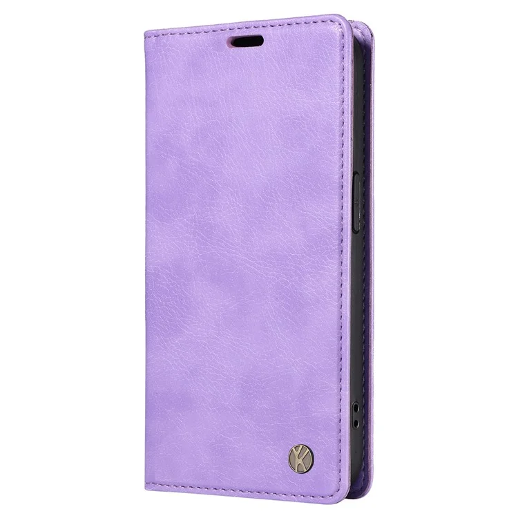 YIKATU YK-006 Pour Samsung Galaxy S23 FE Étui en Cuir Coque de Téléphone Support Portefeuille Magnétique Texture Litchi Housse - Violet