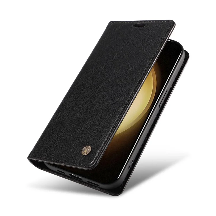 YIKATU YK-006 Capa para Samsung Galaxy S23+ Capa Carteira de Couro Textura de Litchi Capa de Telefone - Preto